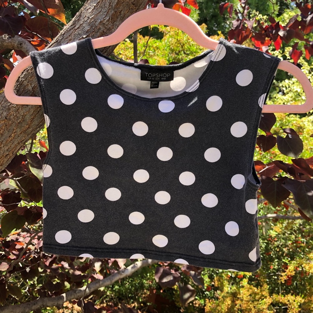 Topshop Polka Dot Cropped Tank
